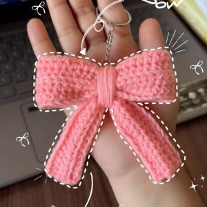 Pink Bow Keychain by bloombymehz